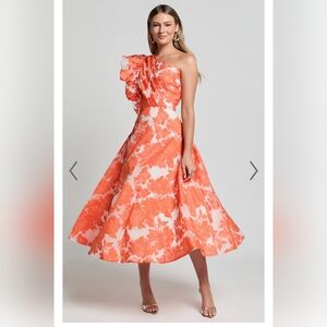Showpo Orange Floral One Shoulder Dress